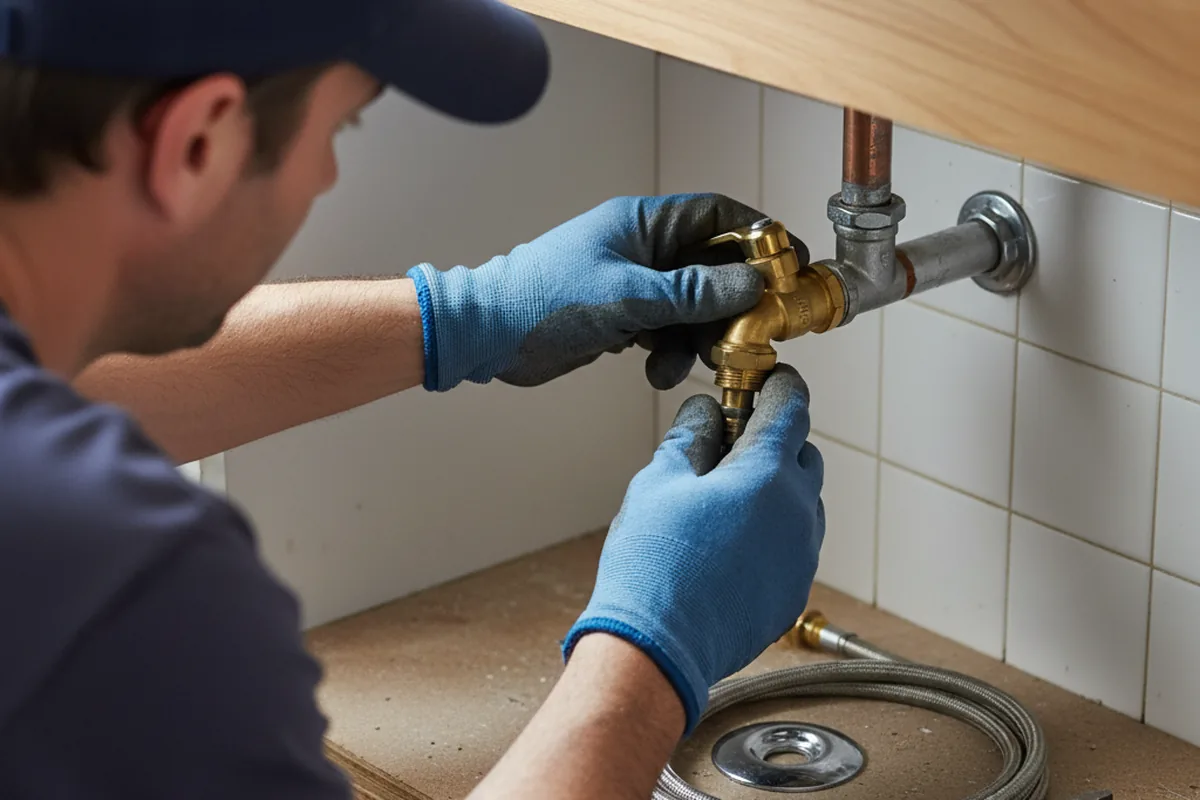 Shutoff valve and fitting work during Burst Pipe Repair in Spencer